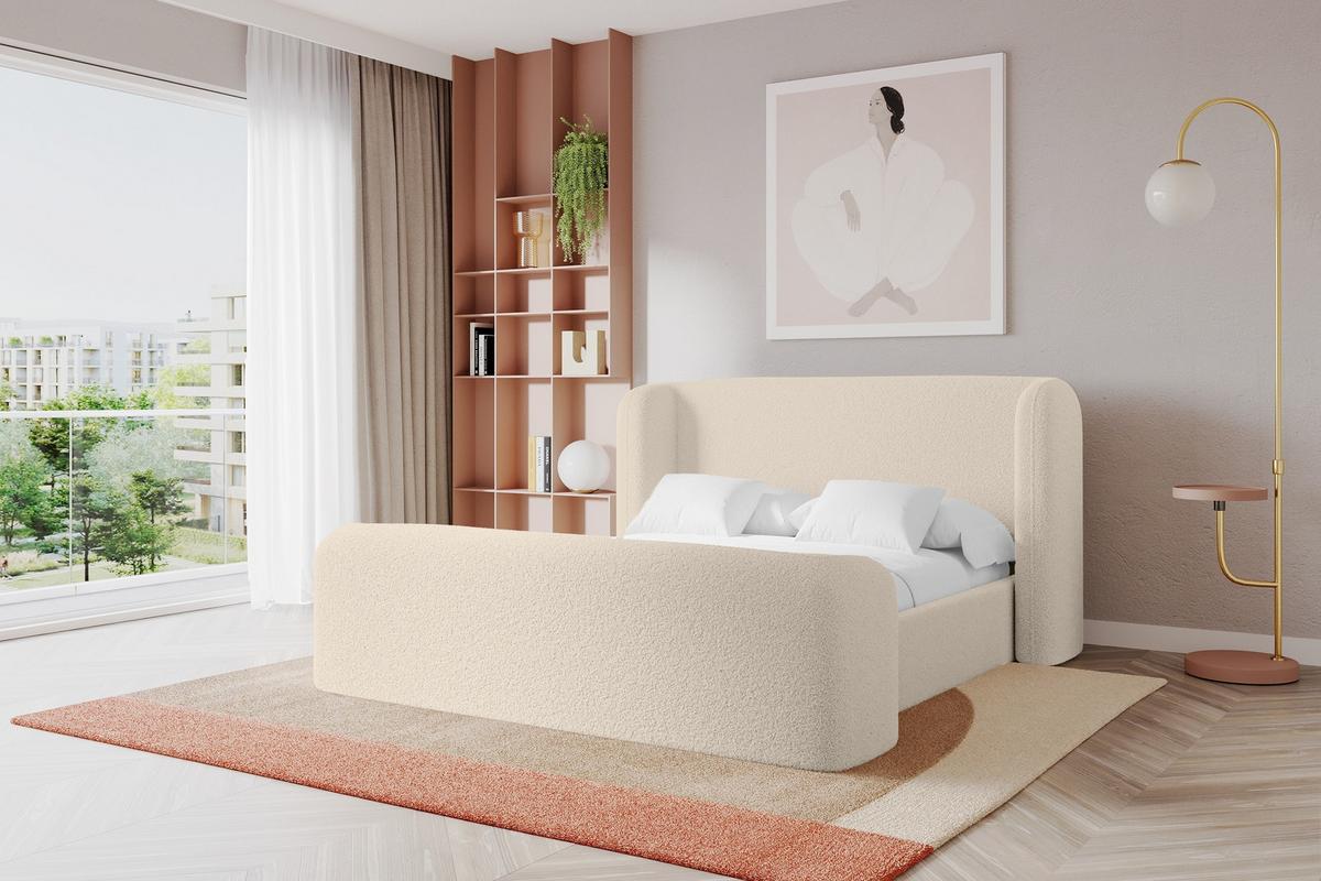 POLSTERBETT mit Bettkasten, Fußteil und Lattenrost, Bett mit Matratze H3/H4 - ESTI-Z 140x200 Dunkelbeige - Cappuccino, Holzwerkstoff/Textil (140/200cm) - ALTDECOR