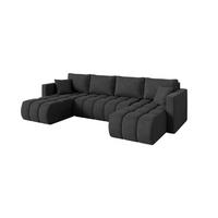 WOHNLANDSCHAFT mit Schlaffunktion und Bettkasten GARD-U 300x146x85 Dunkelgrau Velours - Anthrazit/Schwarz, Holzwerkstoff/Kunststoff (300/85/146cm) - ALTDECOR