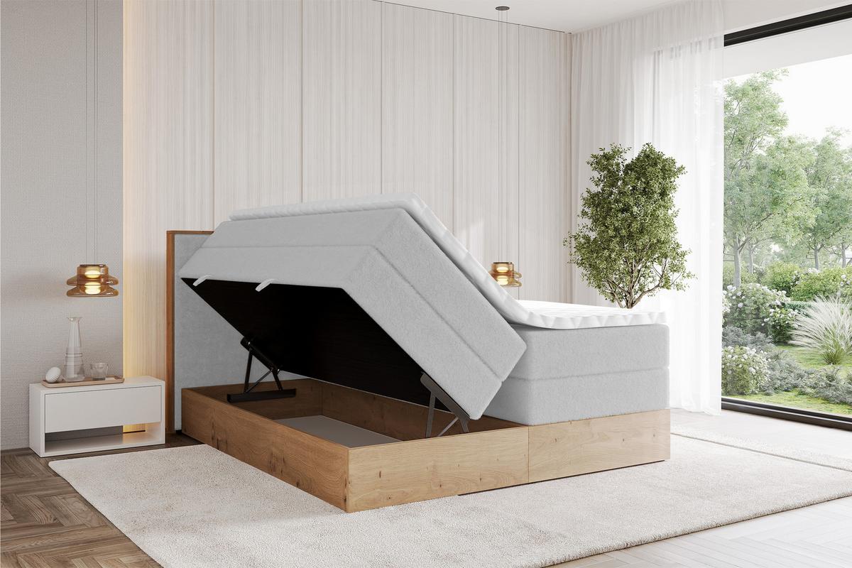 BOXSPRINGBETT LOLLI9 -KING 120x200 - H3/H4 Hellgrau - Hellgrau, Holzwerkstoff (120/200cm) - ALTDECOR