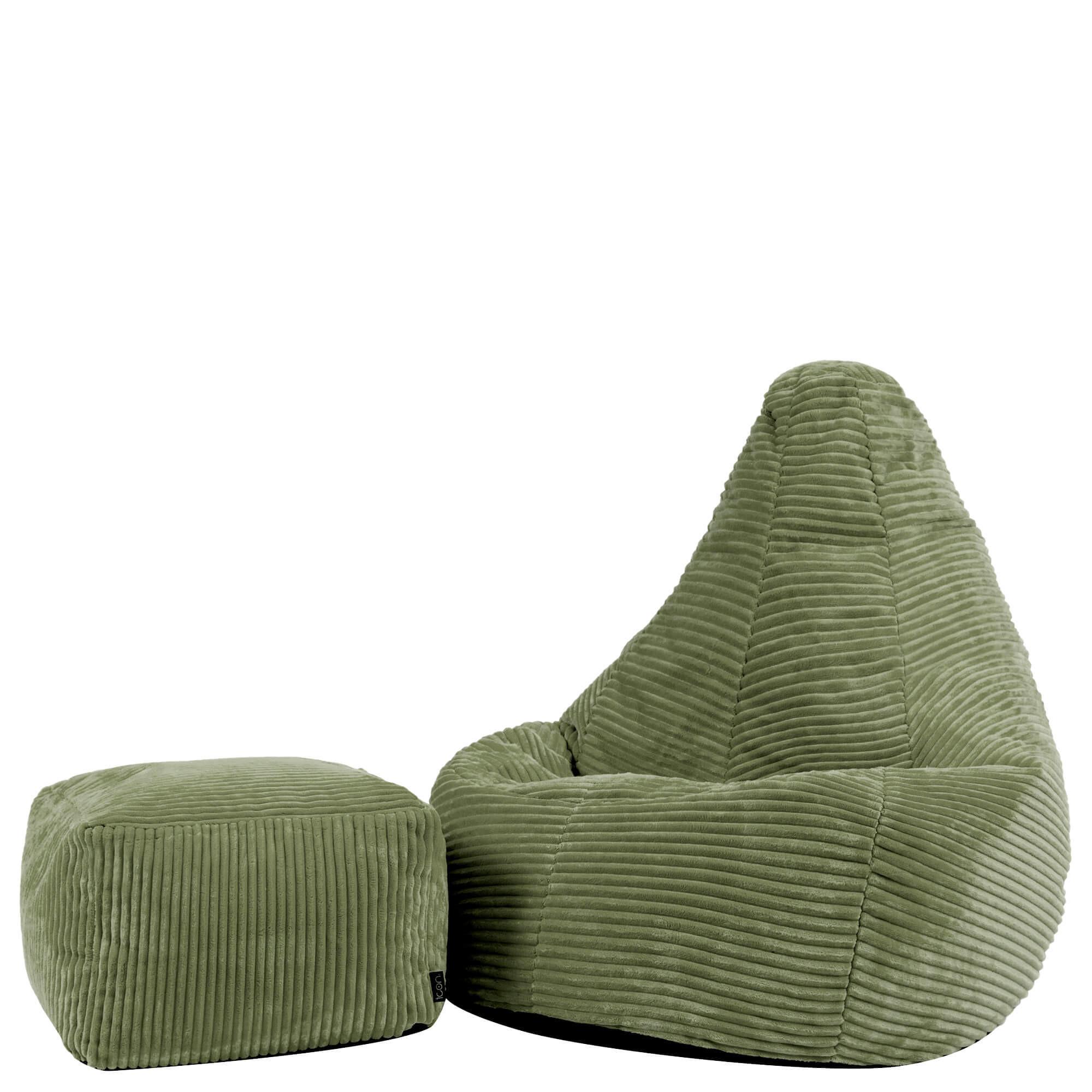 KINDERSITZSACK mit Hocker Dalton Cord - Salbeigrün, Textil (69/59/65cm) - icon
