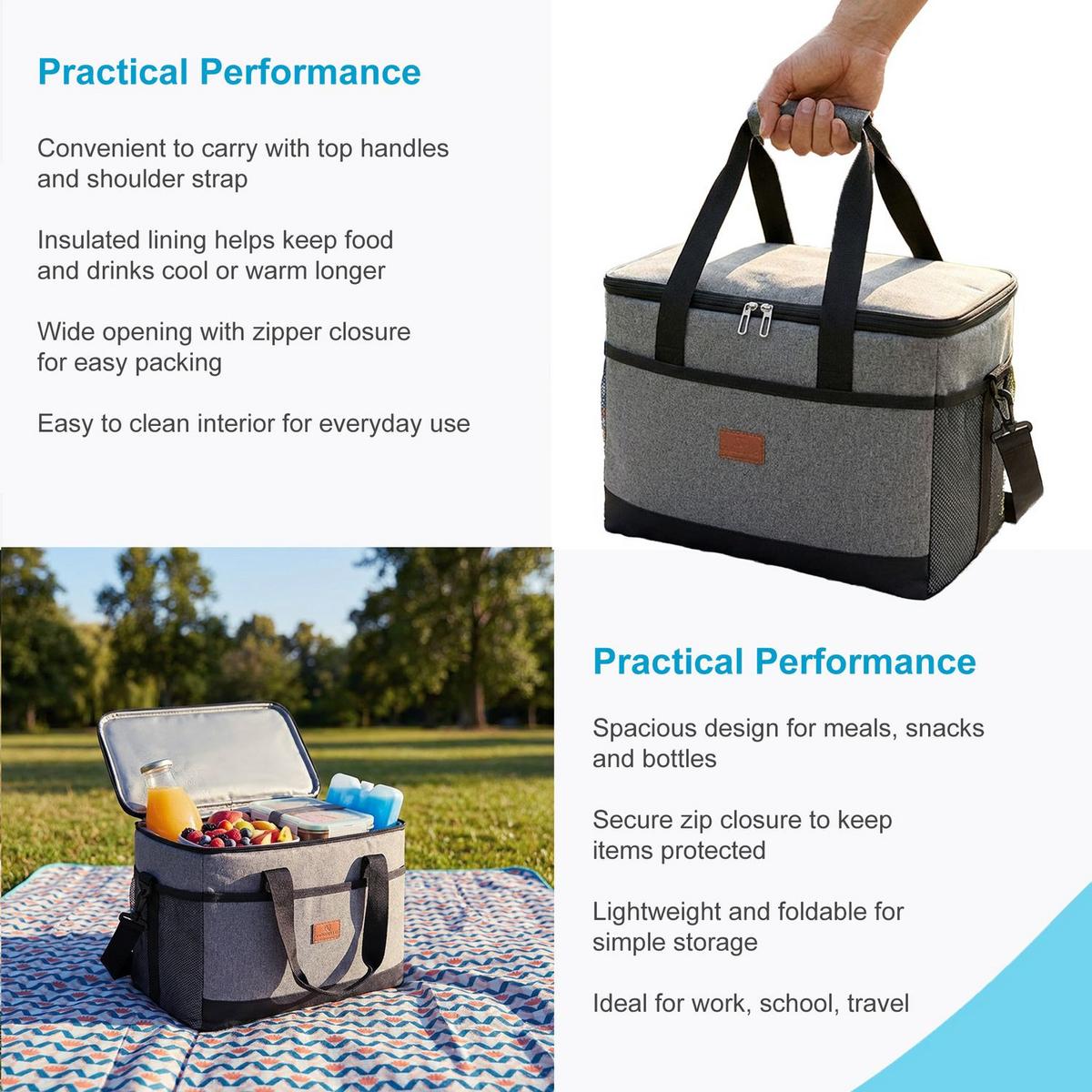 KÜHLTASCHE Thermotasche - Grau, Textil (22/24/29cm) - Intirilife