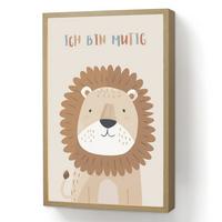 NACHTTISCHLAMPE MIT AKKU Löwe - Beige - Tier - Mutig - Zitat 40x60 cm - Beige, Holzwerkstoff (8/40/60cm) - OnlyWow