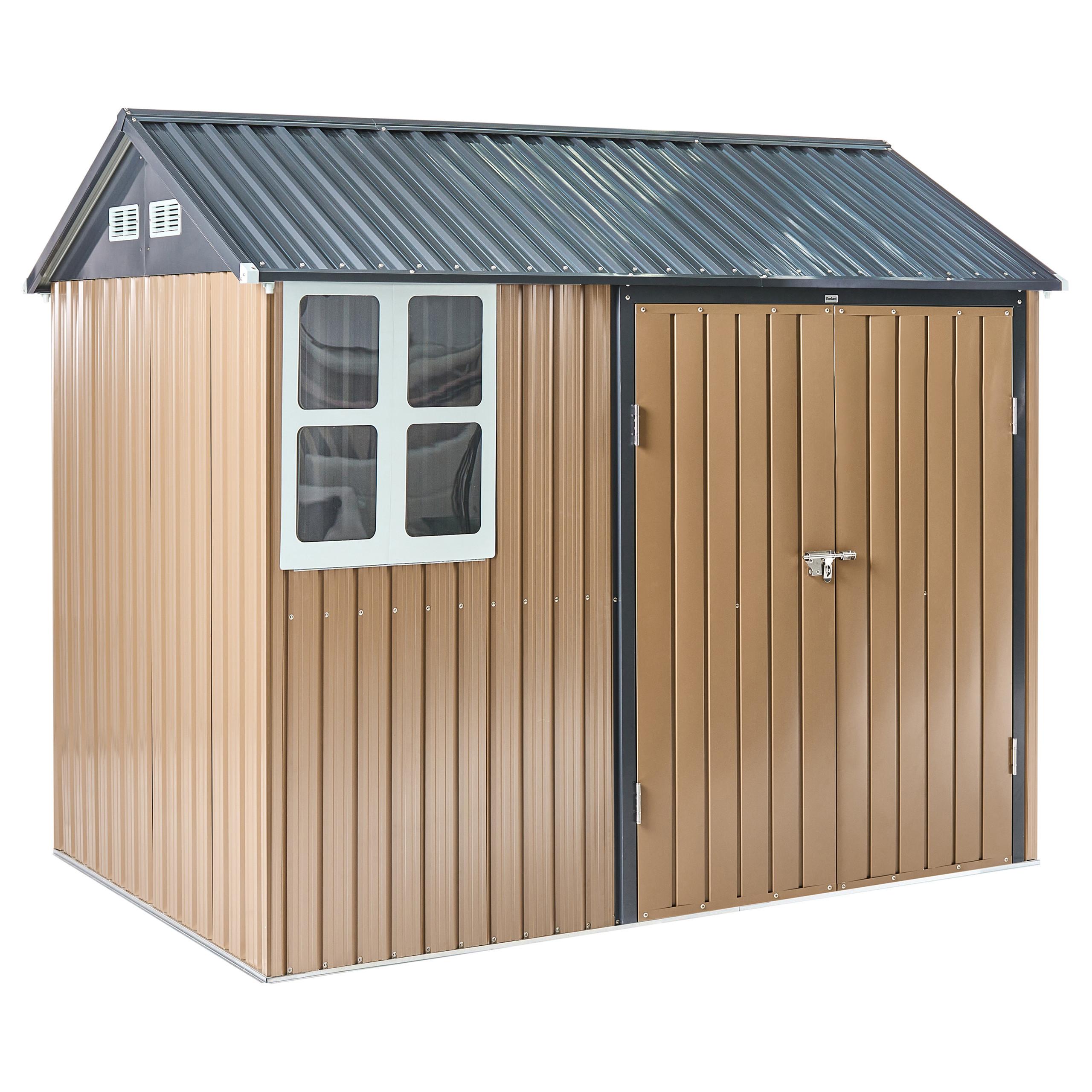 GERÄTEHAUS 248 cm 161 cm Braun Nocciano - Dunkelgrau/Braun, Metall (248/218/161cm) - Beliani
