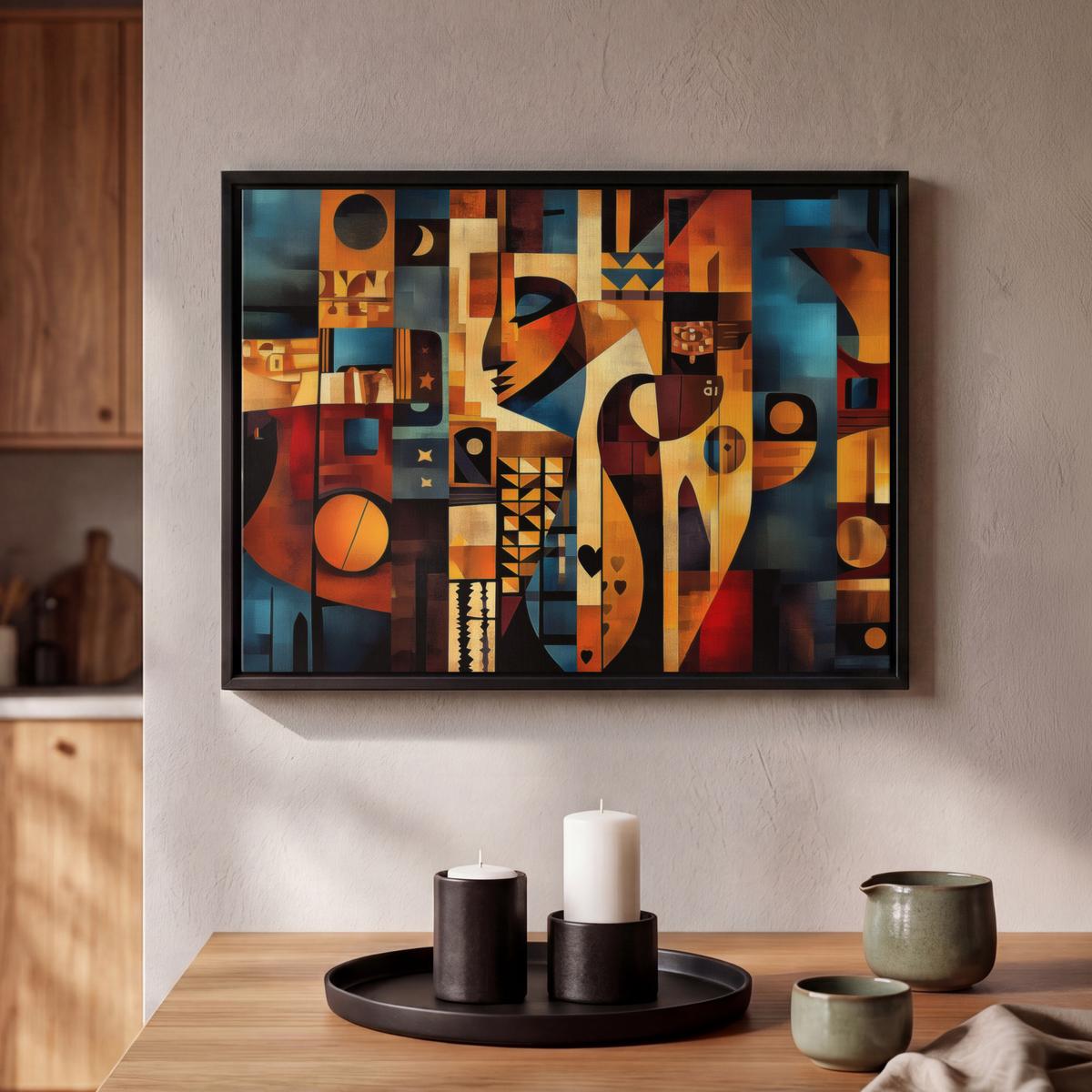 LEINWAND Bilder mit Rahmen - Figuren - Abstrakt - Symbole - 40x30 - Terracotta, Textil (40/30cm) - MuchoWow