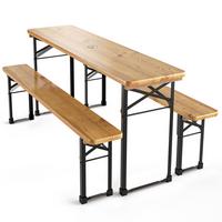 BIERZELTGARNITUR BT22 170x46cm (3tlg) - Naturfarben, Holz - Beautissu 