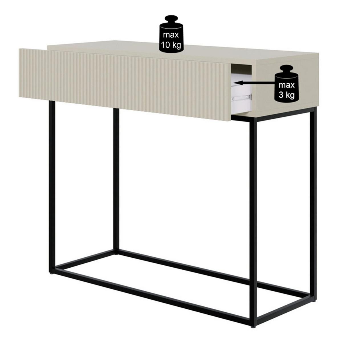 KONSOLENTISCH Veldio Weiß mit goldenen Beinen 90 cm - Goldfarben/Weiß, Holzwerkstoff/Metall (35.6/90/79cm) - Selsey
