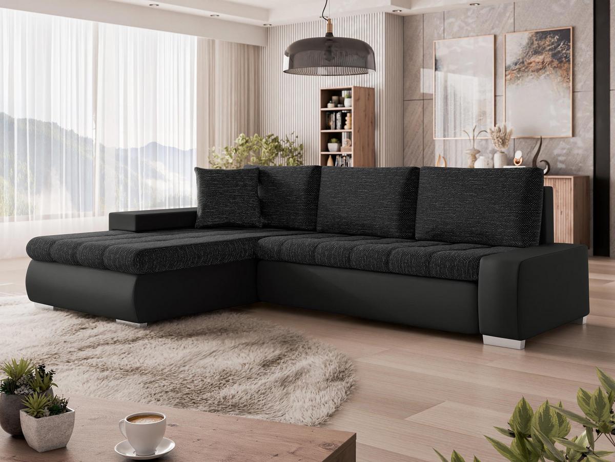 ECKSOFA Orkan Mini - Schwarz, Holz/Textil (265/185cm) - MIRJAN24