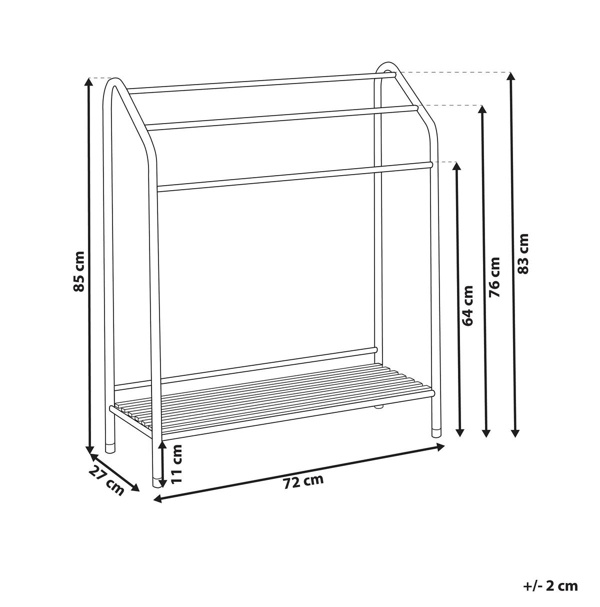 HANDTUCHSTÄNDER mit Ablage schwarz/dunkelbraun 72 x 85 cm Muriva - Dunkelbraun/Schwarz, Metall (72/85/27cm) - Beliani