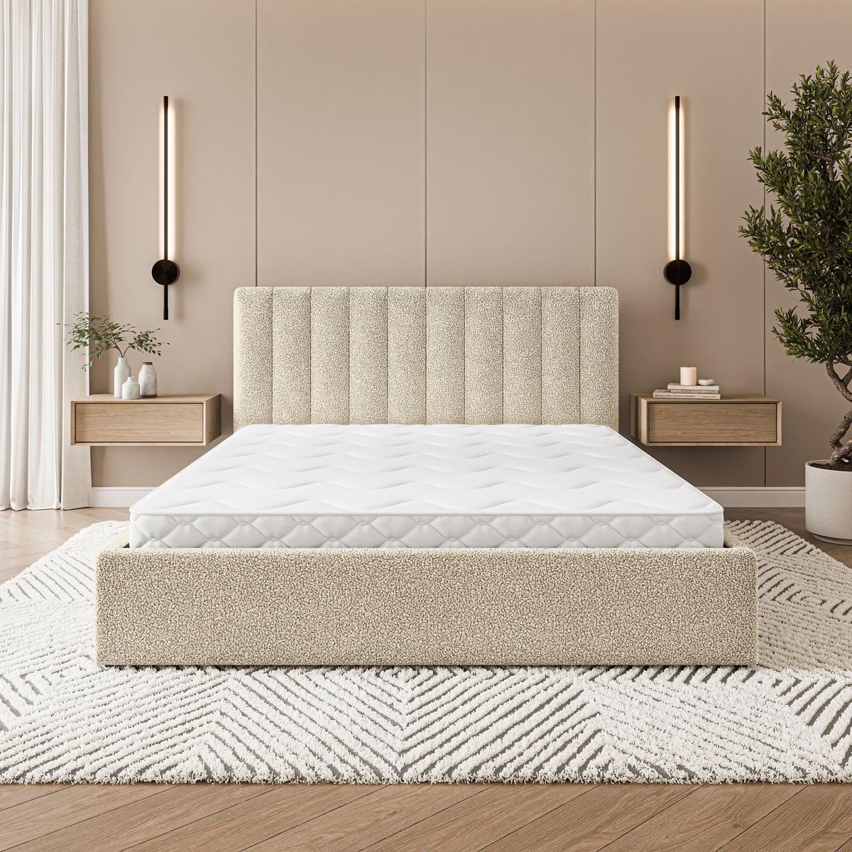POLSTERBETT DEMERA Q 180x200 cm mit Bettkästen - Creme - Creme, Holz (180/200cm) - MASSENO