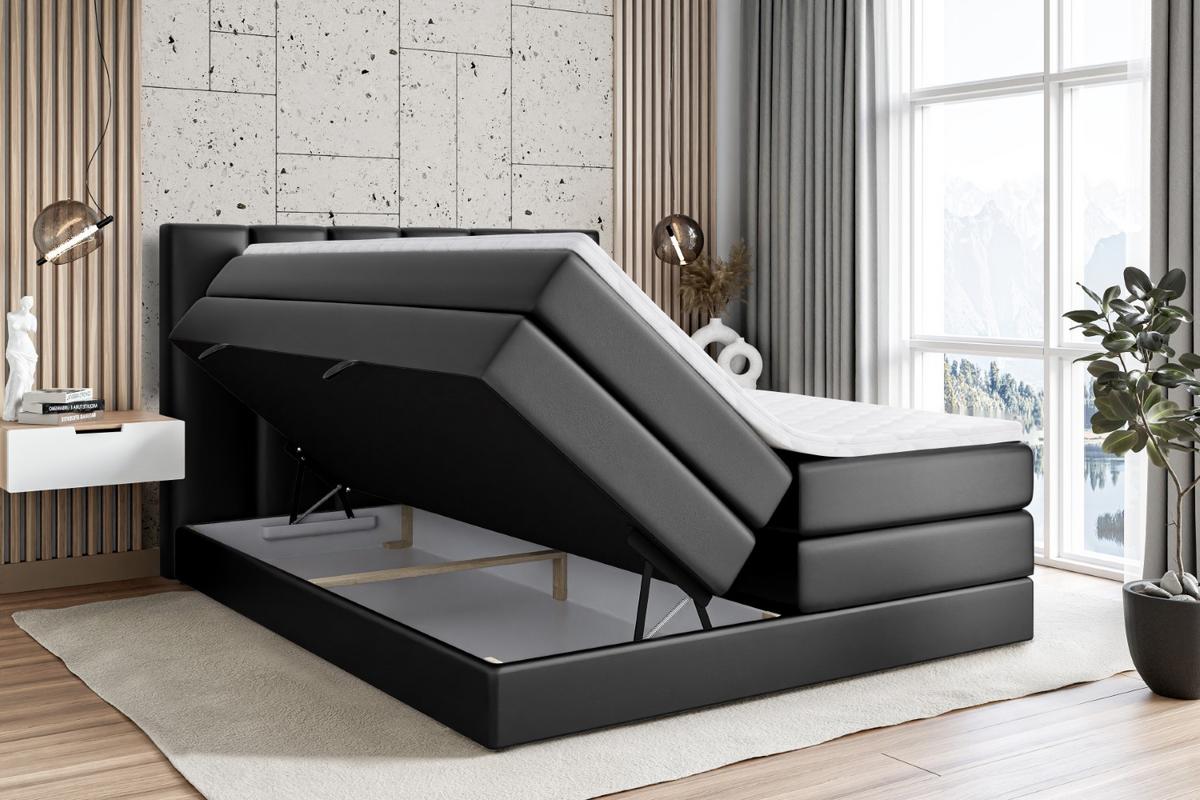 BOXSPRINGBETT BOXI1 KING - 160x200 - H3/H4 - Schwarz Hochglanz - Schwarz Hochglanz, Holzwerkstoff (160/200cm) - ALTDECOR