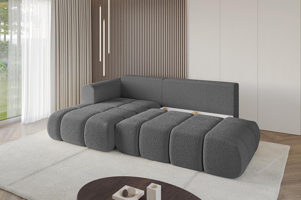 ECKSOFA Ottomane Links CLOUD-L-v1 280x185x90 Grau Bouclé - Grau, Holzwerkstoff/Kunststoff (180/289cm) - ALTDECOR