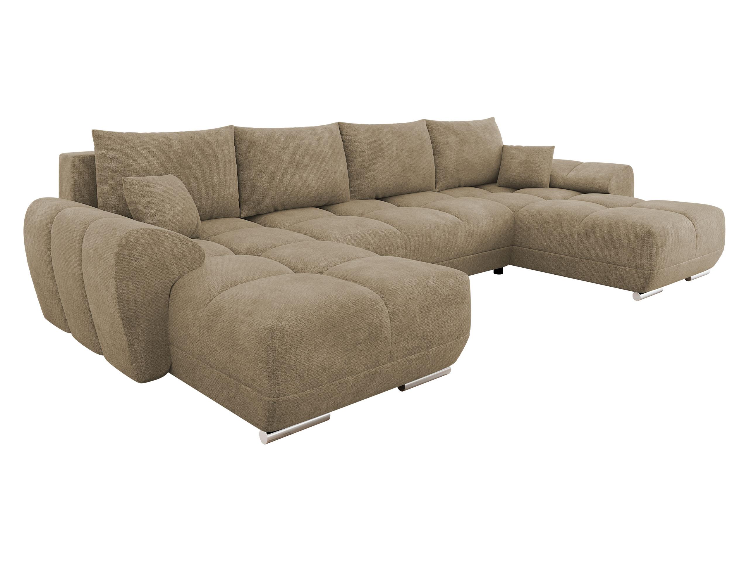 WOHNLANDSCHAFT Logo U - Beige/Silberfarben, Holz/Kunststoff (362/85/183cm) - MIRJAN24
