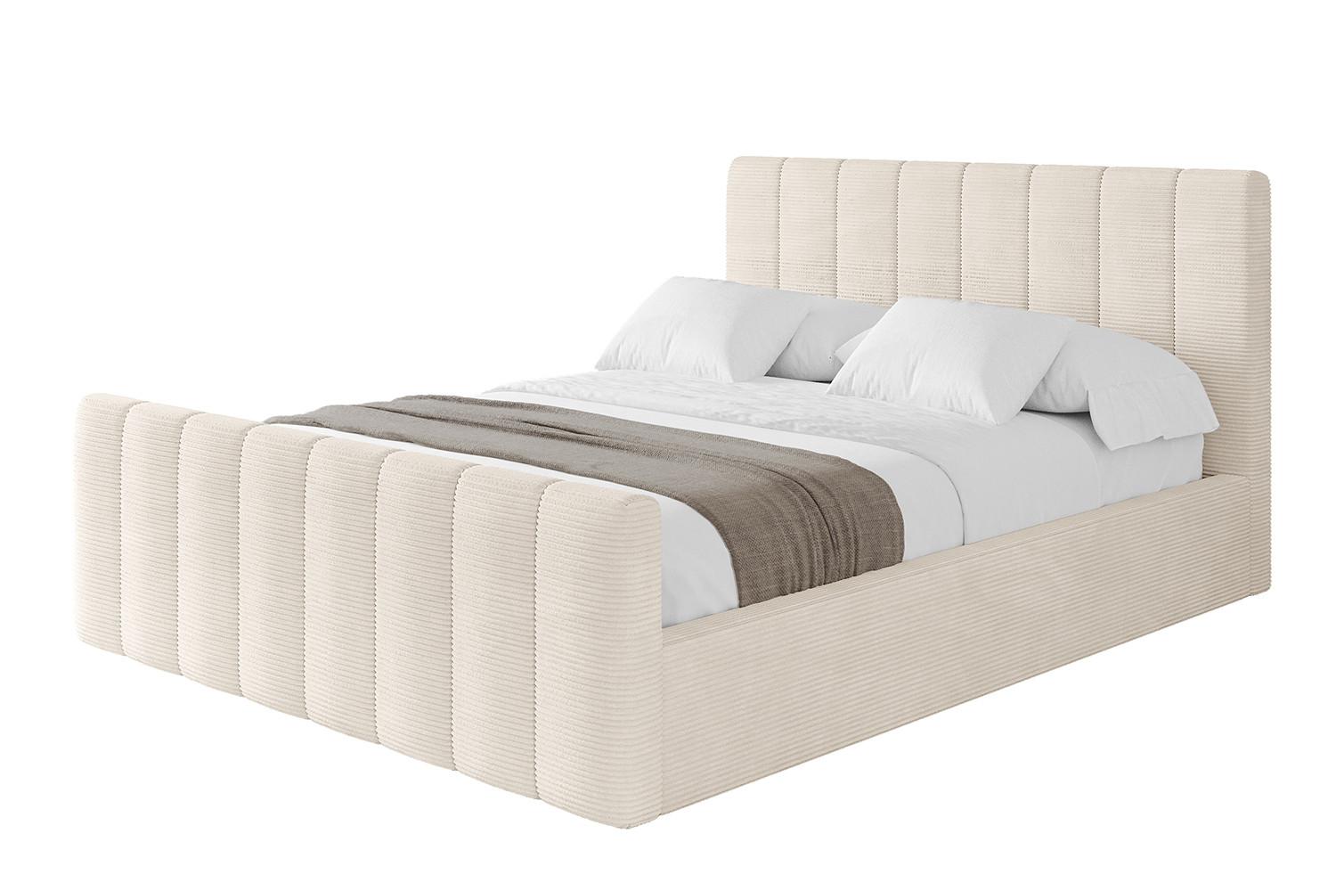 POLSTERBETT mit Bettkasten, Fußteil und Lattenrost, Boxbett ohne Matratze - STERA-Z 160x200 Beige - Sandfarben, Holzwerkstoff/Textil (160/200cm) - ALTDECOR