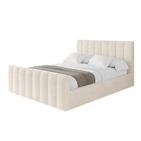 POLSTERBETT mit Bettkasten, Fußteil und Lattenrost, Boxbett mit Matratze H3/H4 - STERA-Z 160x200 Beige - Sandfarben, Holzwerkstoff/Textil (160/200cm) - ALTDECOR
