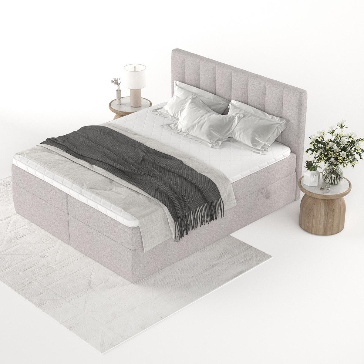 BOXBETT Bari 180/200 cm Beige im Riva Stoff - Beige, Holz/Holzwerkstoff (180/200cm) - AltaBeds