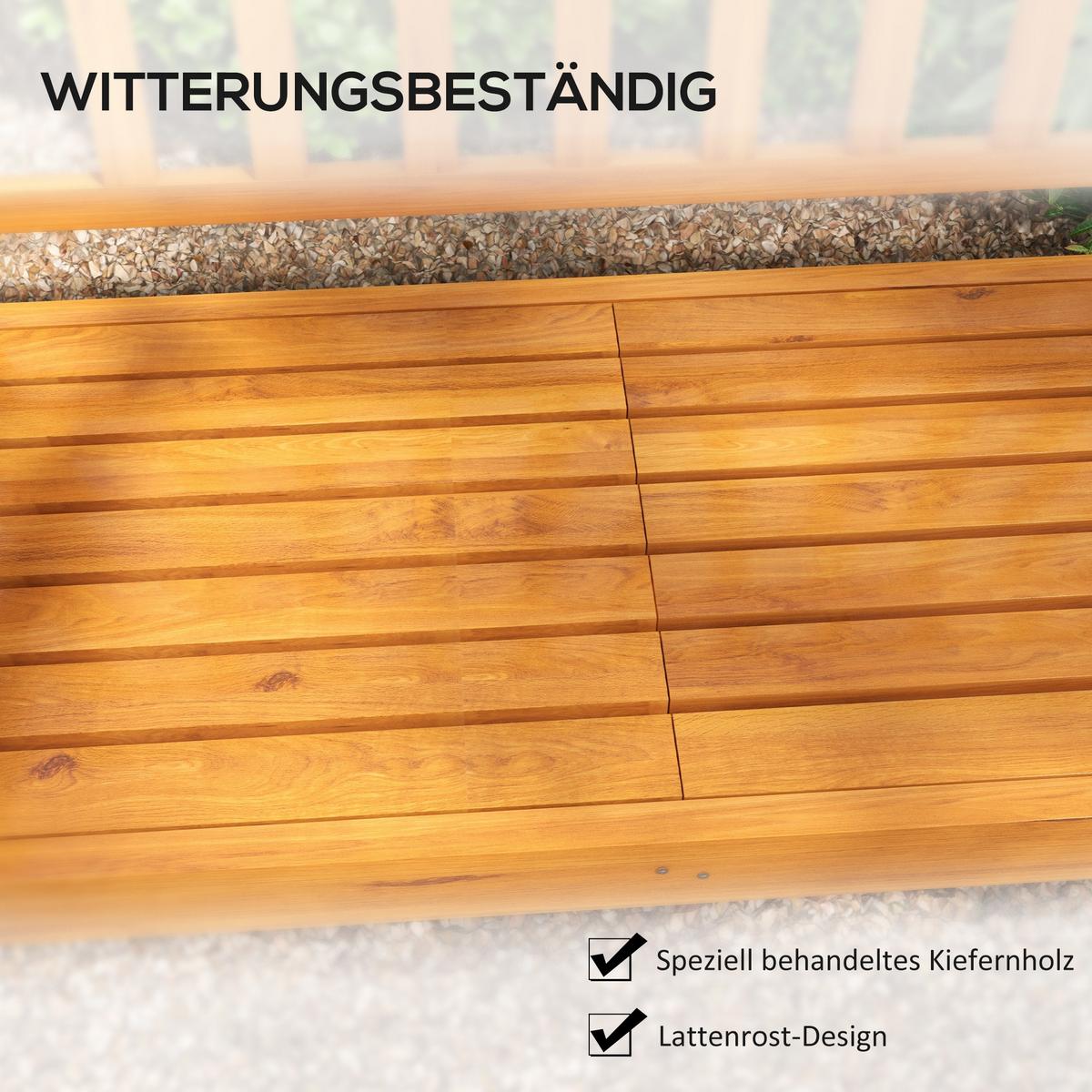 GARTENBANK 3-Sitzer, Sitzbank mit Tisch, Parkbank mit Armlehne Hellbraun - Braun, Holz (56/91/153cm) - Outsunny