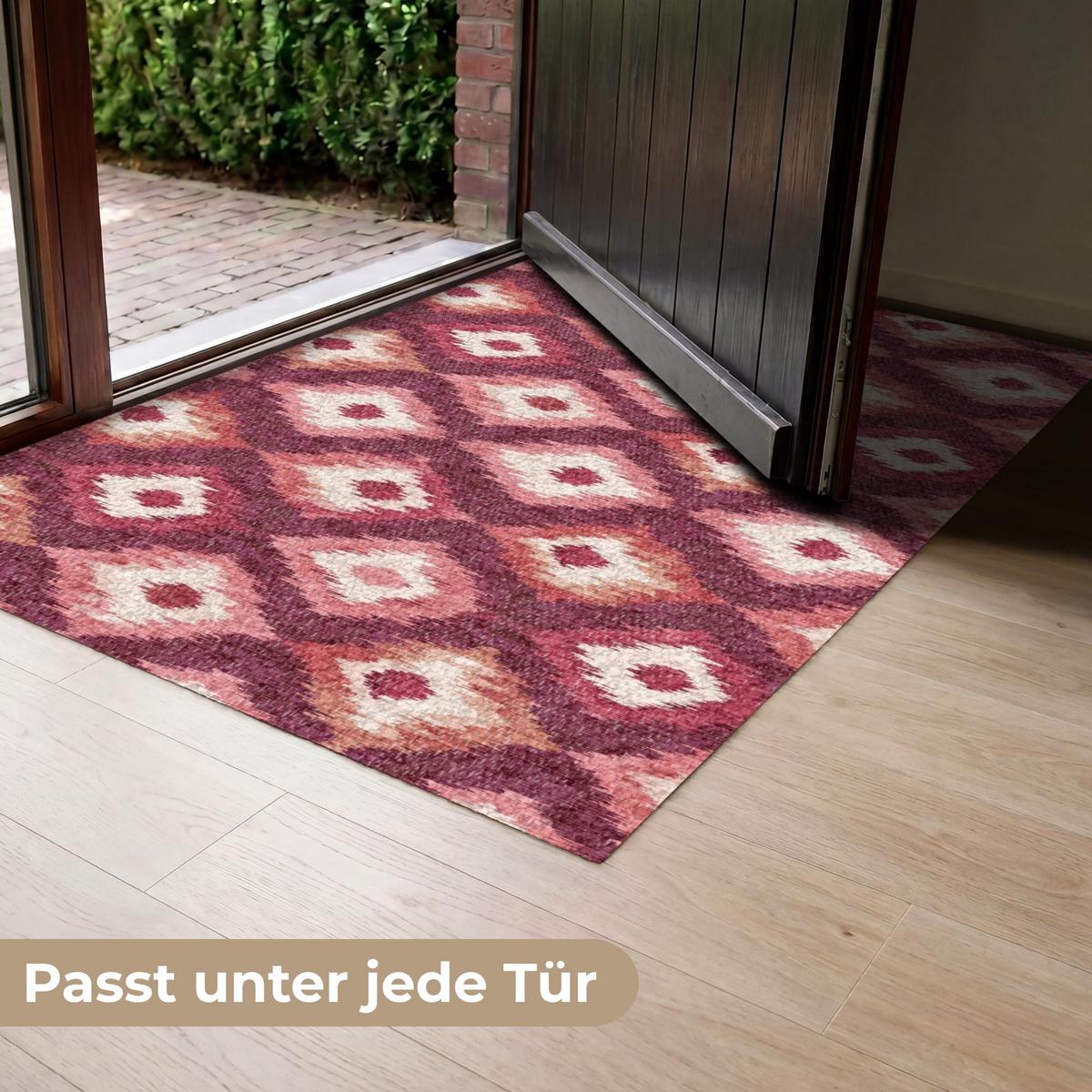 FUSSMATTE Diamantformen - Rosa - Muster - Textur Flurteppich 120x80 cm - Beere, Kunststoff (120/0.4cm) - MuchoWow