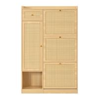 SCHUHSCHRANK Modern 3 Klappfächer 1 Tür Schublade Höhenverstellbar - Naturfarben, Holzwerkstoff (80.5/125/25cm) - Urban Meuble