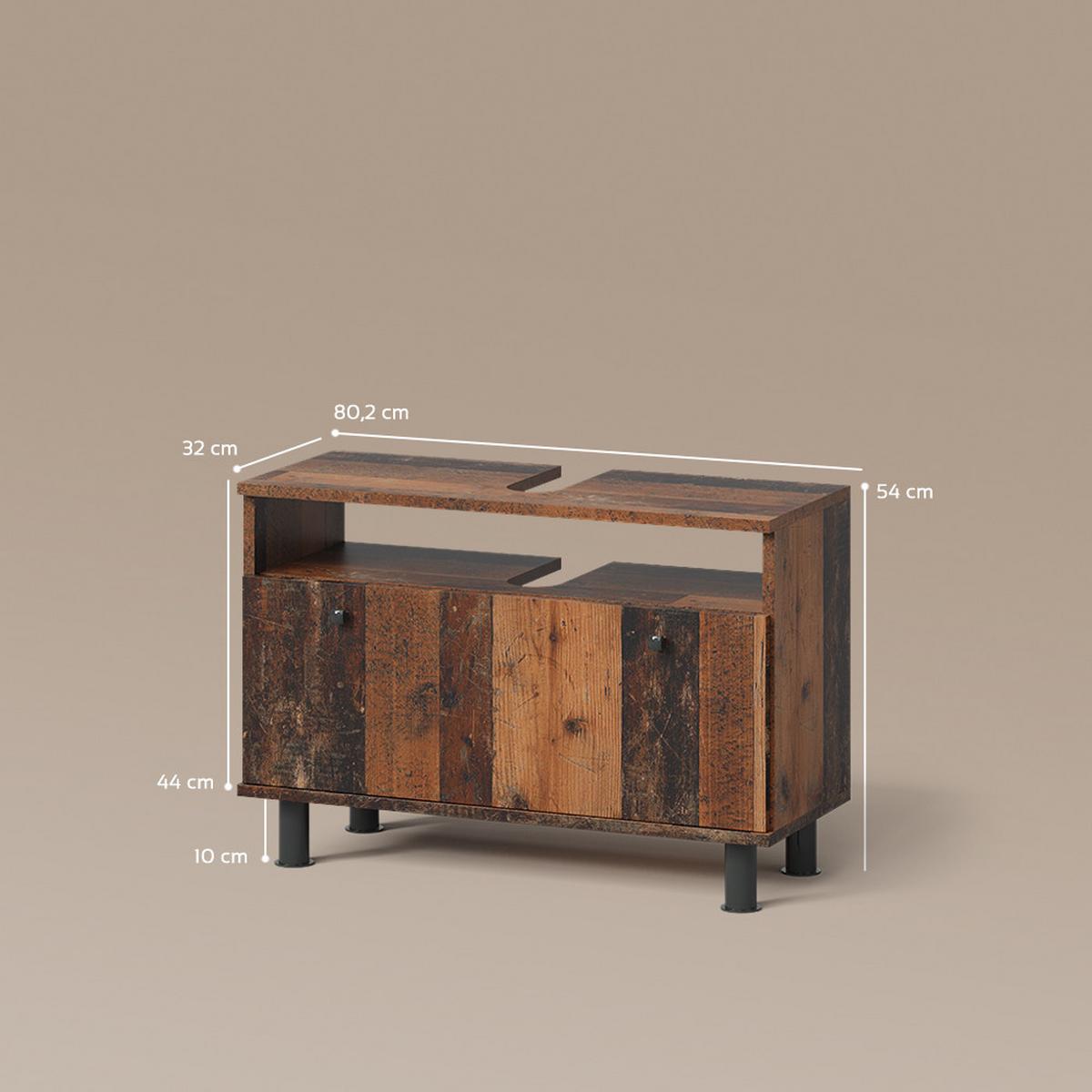 WASCHBECKENUNTERSCHRANK Fucino Oldstyle 80.2 x 54 cm mit Schublade - Braun, Holzwerkstoff (80.2/54/32cm) - Livinity®