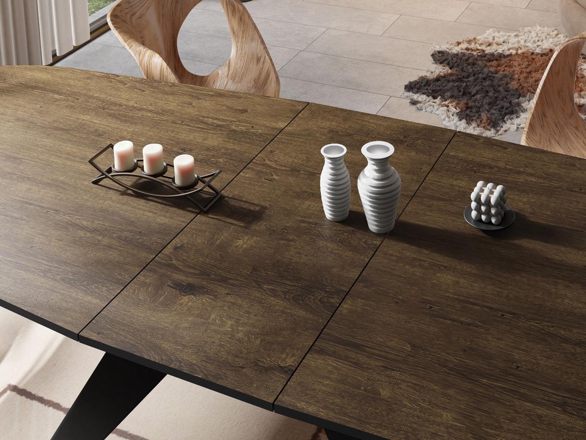 ESSTISCH Foster rechteckig ausziehbar, Lefkas Eiche 160-198/80/76 cm - Alteiche/Schwarz, Holzwerkstoff/Metall (80/200/76cm) - WFL GROUP