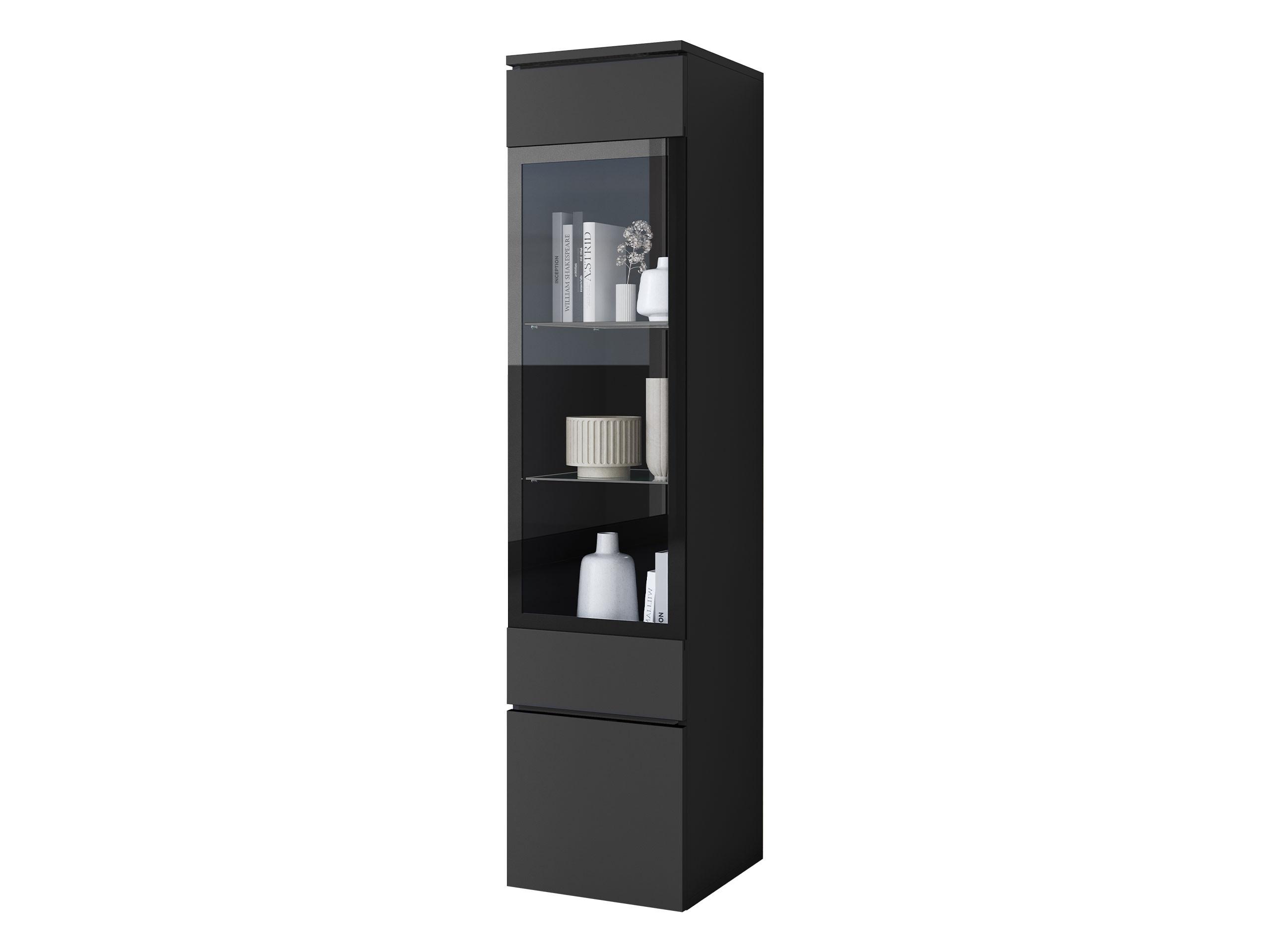 HÄNGEVITRINE Vera 002 mit LED Beleuchtung - Graphitfarben/Alufarben, Holzwerkstoff/Kunststoff (30/130/33cm) - MIRJAN24