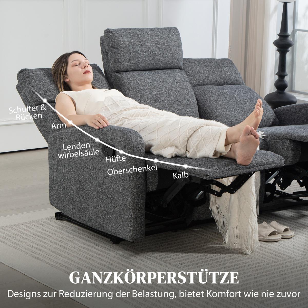 RELAXSESSEL Polyester Grau - Grau, Textil/Metall (91/98/161cm) - HOMCOM