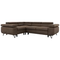 ECKSOFA FALCO L - Braun Velvet - Links Seite - Dunkelbraun/Schwarz, Textil/Metall (197/268cm) - MKS