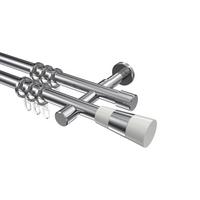 GARDINENSTANGE Prestige Tanara 600 cm (geteilt in 3 x 200 cm), 2-läufig, 20 mm Ø Chrom - Chromfarben/Weiß, Metall (600cm) - INTERDECO
