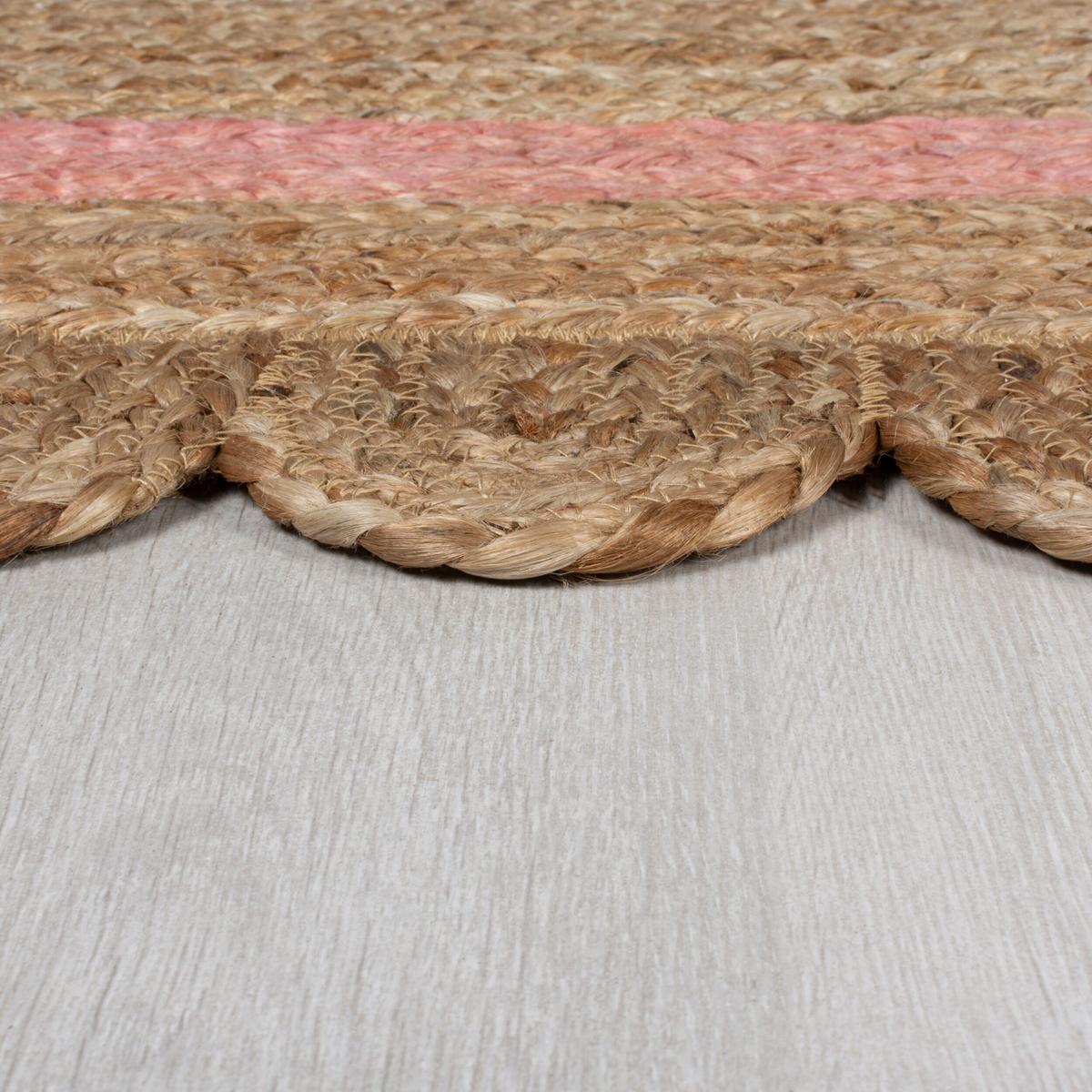 JUTETEPPICH handgewebt PLYM, geometrisch, Braun-Rosa, 160 x 230 cm - Braun, Naturmaterialien (230/160cm) - KADIMA DESIGN
