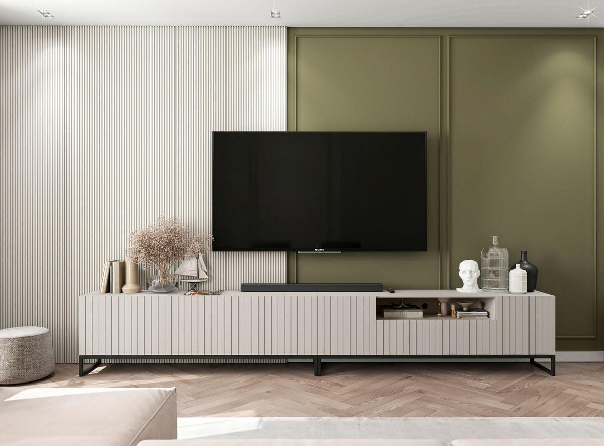 TV-LOWBOARD 2er-Set Elpis2 Kaschmir matt mit schwarzem Metallrahmen 150 cm - Kaschmir, Holzwerkstoff (300/51.5/36.5cm) - Meble Lindner