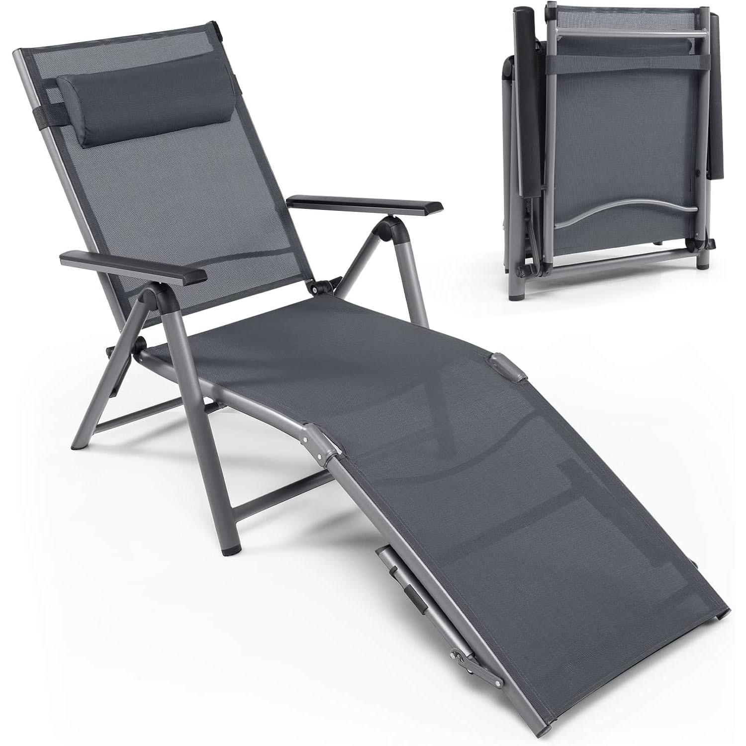 GARTENLIEGE Silber - Silberfarben, Metall (180/69.5/67cm) - COSTWAY