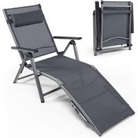 GARTENLIEGE Silber - Silberfarben, Metall (180/69.5/67cm) - COSTWAY