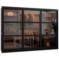 SCHWEBETÜRENSCHRANK 200/250/62 3-türig - Schwarz, Holz/Kunststoff (250/200/62cm) - Abiks Möbel