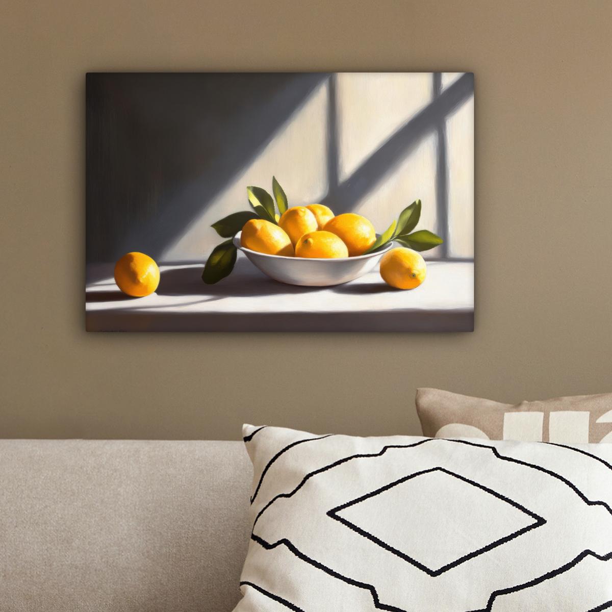 LEINWANDBILD Zitronen - Stilleben - Gelb Deko Schlafzimmer 30x20 cm - Gelb, Textil (30/20cm) - MuchoWow