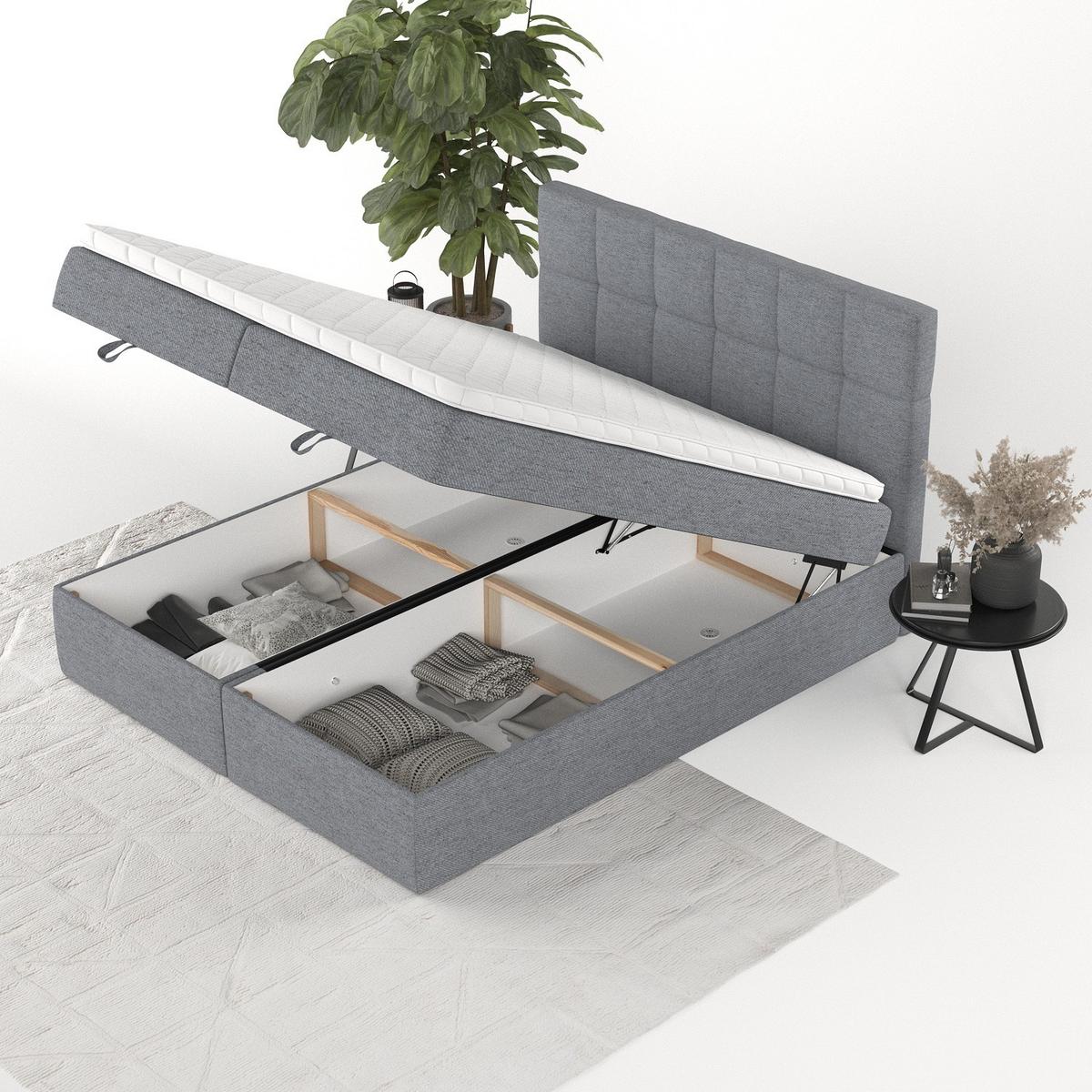 BOXBETT Savio 140/200 cm Grau im Neve Stoff - Schwarz/Grau, Holz/Holzwerkstoff (140/200cm) - AltaBeds