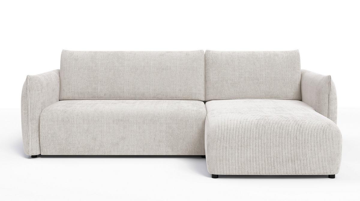 ECKSOFA TAUER 3-Sitzer links, perlweiß - Schwarz/Weiß, Holz/Textil (248/173cm) - Wozimo