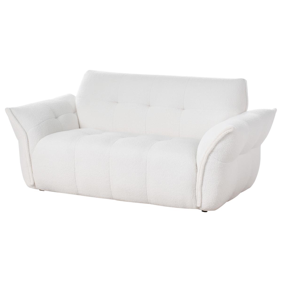 2-SITZER-SOFA Bouclé Weiß Halba - Weiß, Textil (174/80/85cm) - Beliani
