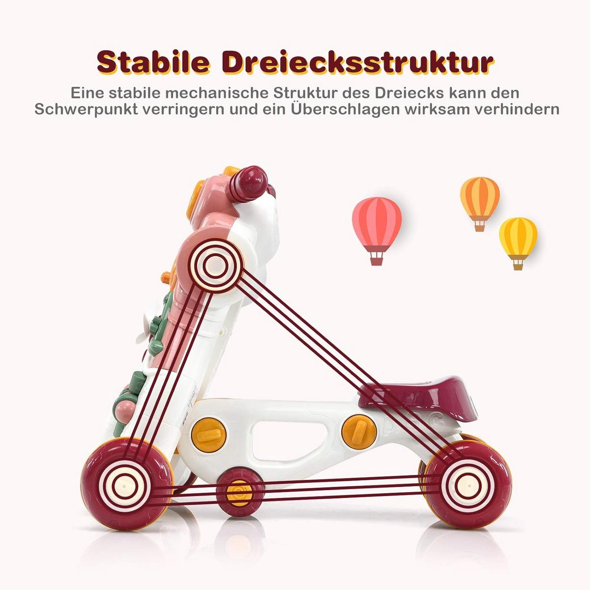 LAUFLERNWAGEN Pink - Pink, Kunststoff (56/46/46cm) - COSTWAY