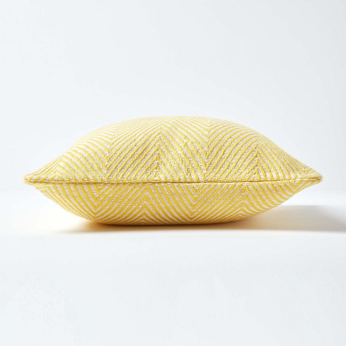KISSENHÜLLE Halden Fischgrät 45/45 cm - Gelb, Textil (45/45cm) - Homescapes