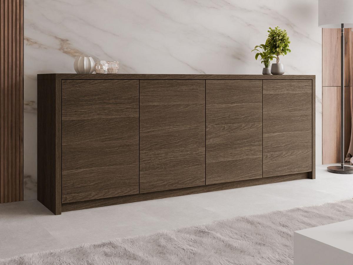 KOMMODE Solid 4D - Dunkelbraun/Schwarz, Holzwerkstoff/Kunststoff (198/79/40cm) - MIRJAN24