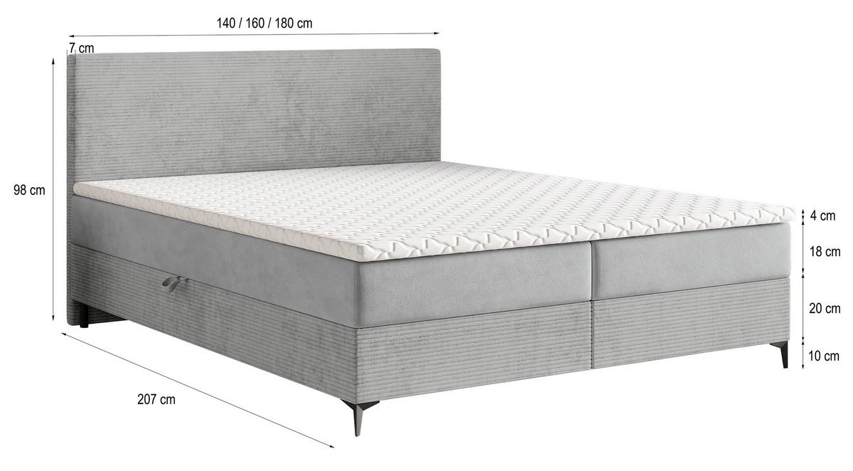 BOXBETT TORREL 180x200 cm mit Matratze und Topper - Beige - Beige, Holz (180/200cm) - MASSENO