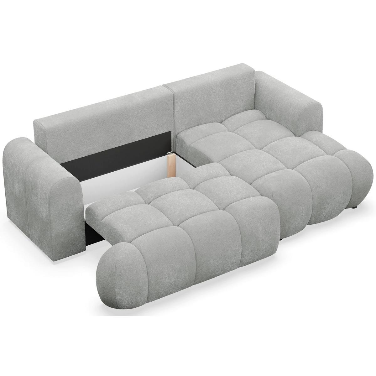 ECKSOFA Ombo Mini, Hellgrau Bouclé, rechtsseitig - Hellgrau/Schwarz, Kunststoff/Textil (155/246cm) - Selsey