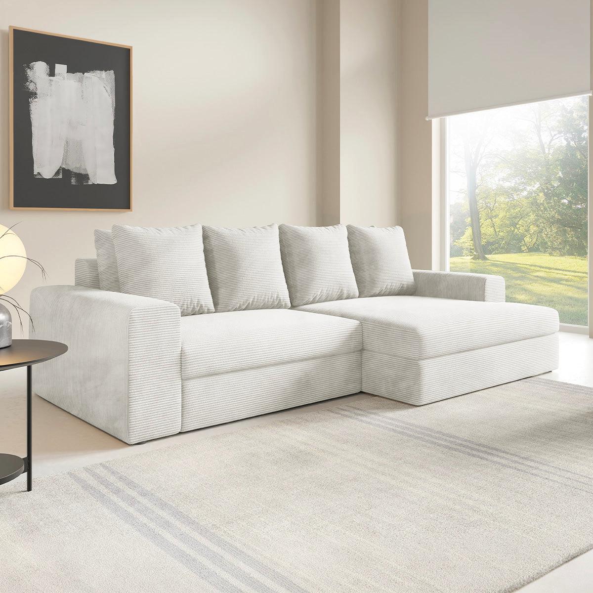 ECKSOFA Paola 3 Sitzplätze Cremeweiß - Weiß, Holz (272/167cm) - Petits-meubles