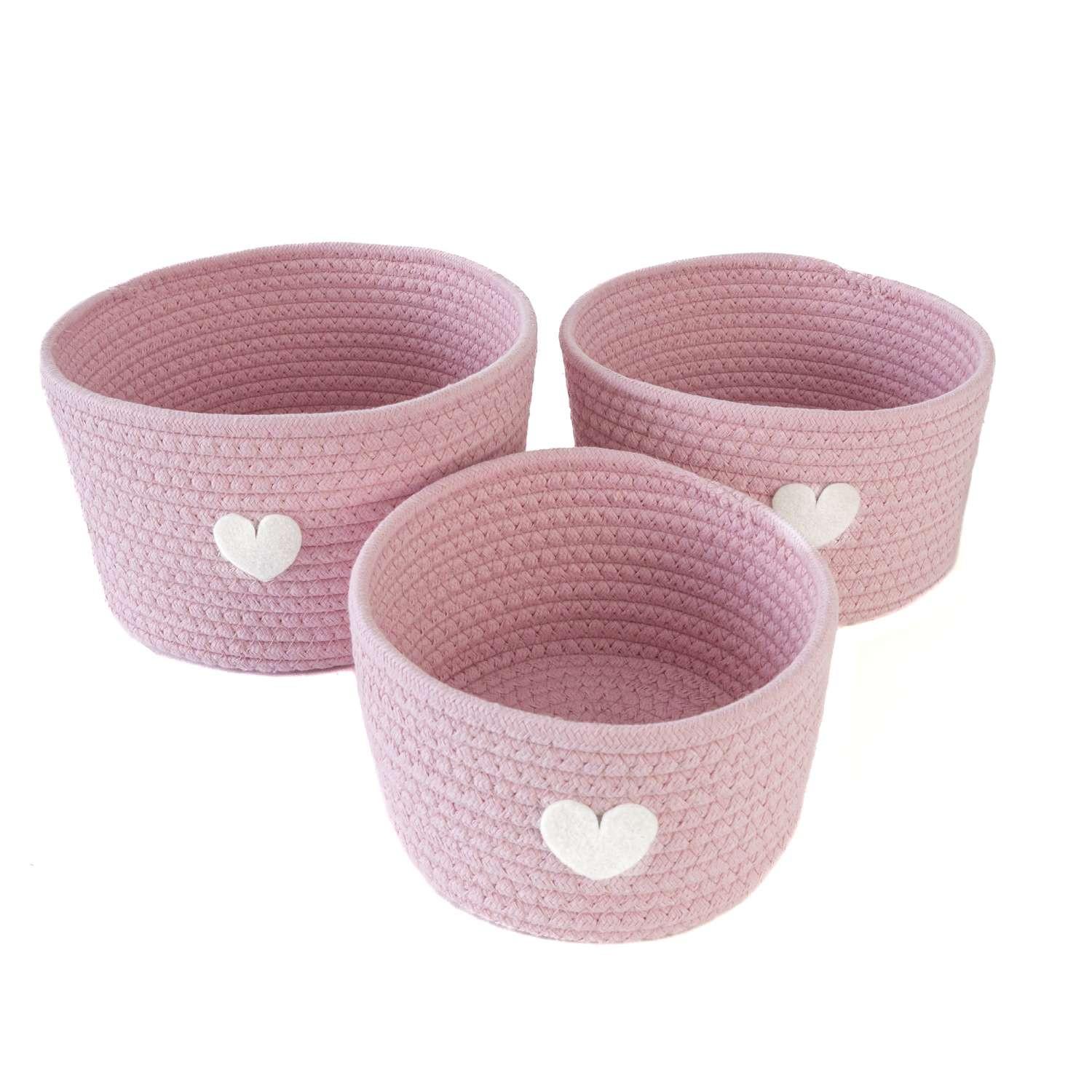 AUFBEWAHRUNGSKORB SET (3-tlg.) - Rosa, Textil (24/14/24cm) - Intirilife