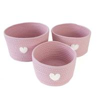 AUFBEWAHRUNGSKORB SET (3-tlg.) - Rosa, Textil (24/14/24cm) - Intirilife