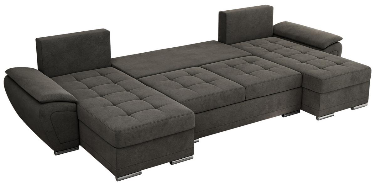 WOHNLANDSCHAFT UMBRIA U Dunkelgrau Velvet - Dunkelgrau/Grau, Textil/Metall (336/85/157cm) - MKS