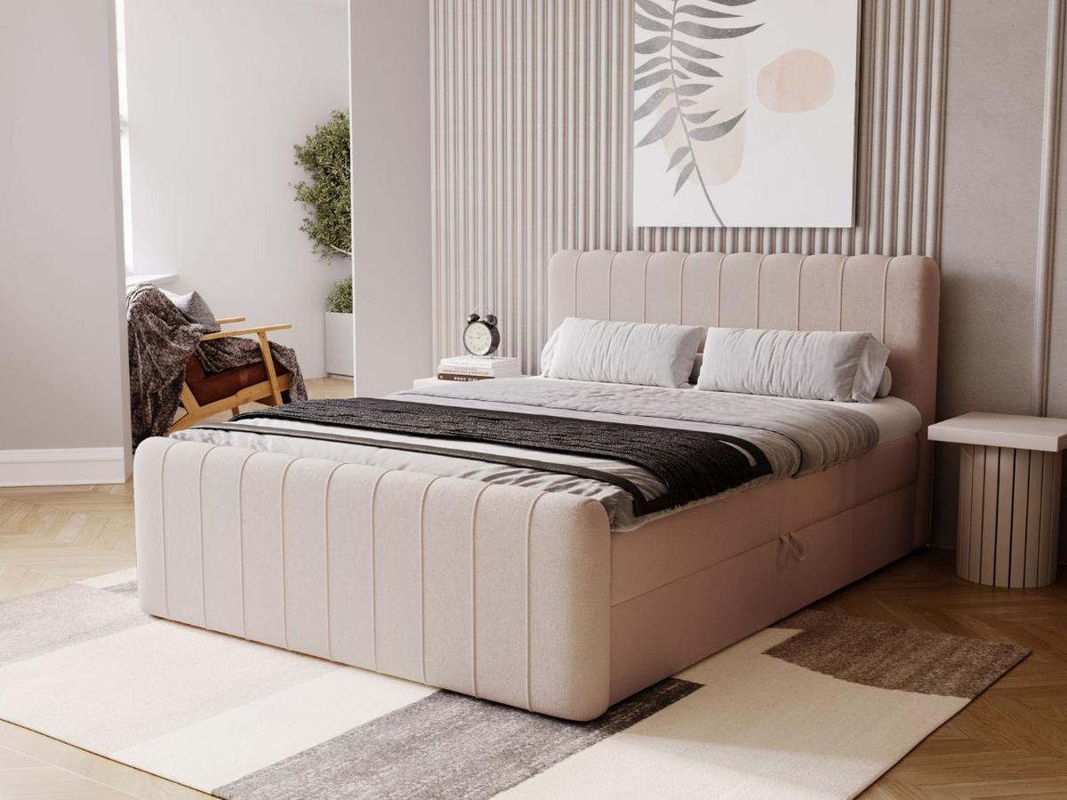 BOXBETT Osteno 160x200 Beige - Beige, Holz/Textil (160/200cm) - Graingold