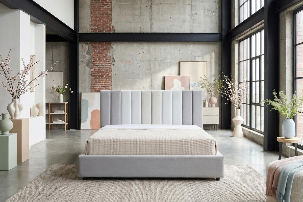 POLSTERBETT CATTURA Grau Velvet - Grau, Textil (180/200cm) - KAWOLA