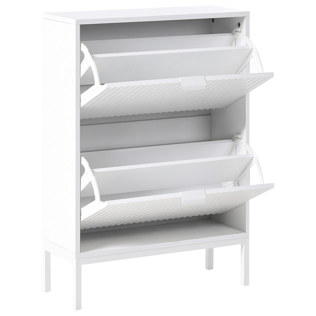 SCHUHSCHRANK Weiß Adelaide - Weiß, Holzwerkstoff (60/85/24cm) - Beliani