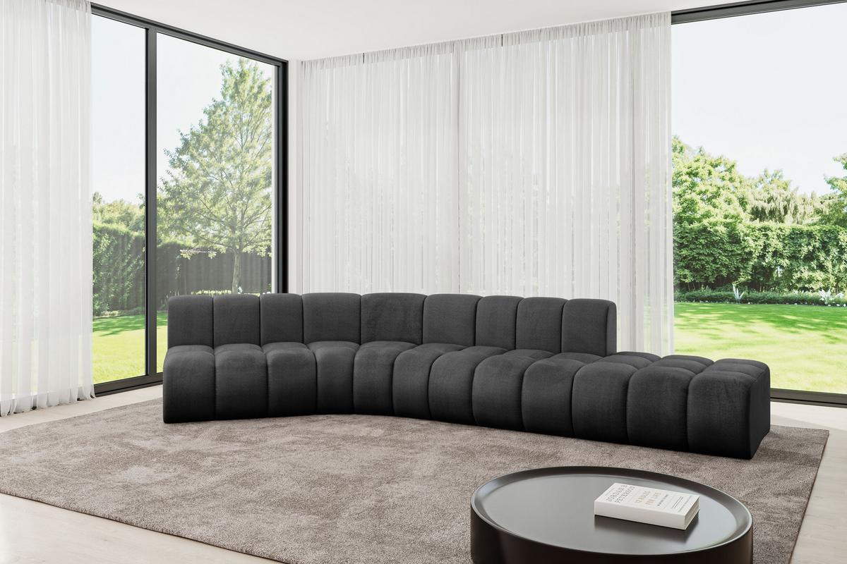 ECKSOFA modulares Sofa Brilo-L1 - 380x174x70 cm Schwarz - Schwarz, Holzwerkstoff/Textil (380/174cm) - ALTDECOR